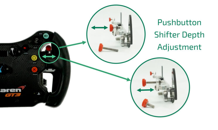 A visual demonstration of the difference between adjusting the pushbutton shifter all the way in or all the way out. Click to view larger.